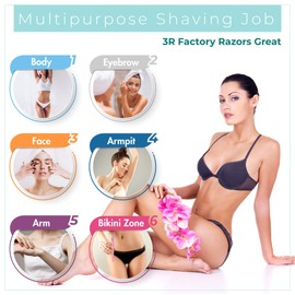 Facial Hair Removal for Women - 3R Factory Ladies Face Razor for Peach Fuzz, Lady Shavers for Womens, Eyebrow, Facial & Neck. Come with Safety Cover (Packs of 6)