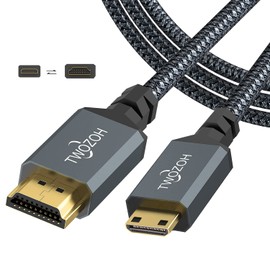 Twozoh Lang Mini HDMI auf HDMI Kabel 10M, geflochtenes HDMI auf Mini HDMI Kabel unterstützt 720P 1080P Projektor, Monitor, Tablet, Camcorder