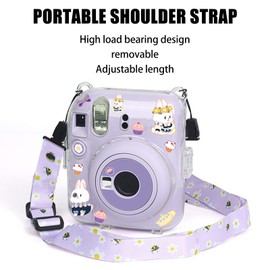 Jectse para Funda Mini 12, Funda Protectora para Cámara Instantánea con Correa para el Hombro y Pegatina, Funda Protectora Transparente para Cámara Instantánea Mini 12