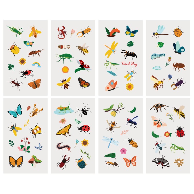 24 Sheets Bug Temporary Tattoos, Birthday Decorations Insect Bees Beetles