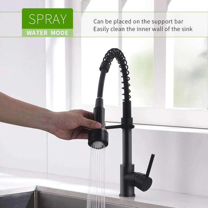 GIMILI Black Kitchen Faucet with Sprayer Modern Single Handle Pull
