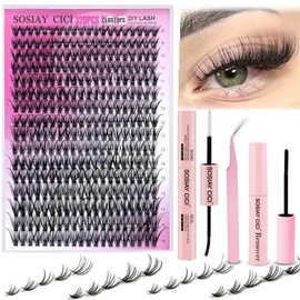 Eyelash Extensions Set Natural Look, Summer Gifts, Trending Products, 1 Set Fluffy False Eyelashes Extensions Set & Tweezers & Glue & Eyelash Remover, Professional Makeup Accessories for Women