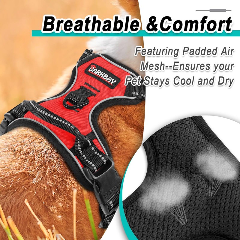 BARKBAY Dog Harness No Pull for Medium Dogs - Adjustable,