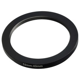 vhbw 52mm to 43mm Step Down Ring Adapter for Camera Lens Filter Adapter Metal Black
