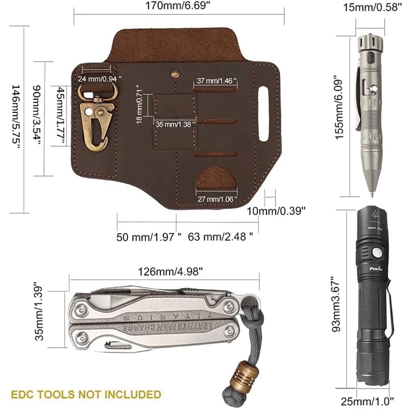 VIPERADE PJ13 Plus Leather EDC Leather Sheath Bag Organiser Leather