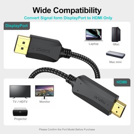 XiAyriky DisplayPort to HDMI Cable 4K 1.5 Feet, Short DP (Display Port) to HDMI Cable Adapter Cord Male to Male for Computer, Monitor, TV, Projector