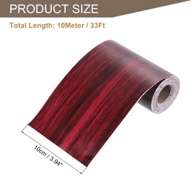 uxcell 3.94" x33 Ft Wood Grain Repair Tape, PVC Self-Adhesive Film Wall Paper Repair Tape Patch for Wall Corner Table Door Sofa Furniture Home Decor, Red