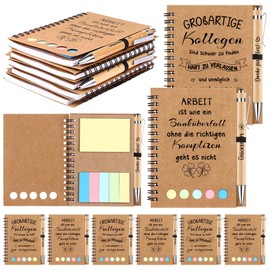 6 Set Dankeschön Geschenke für Kollegen Notizbuch mit Stift Lehrer Inspirierend Mitarbeiter Spirale Notizblock Kugelschreiber aus Holz Spirale Linierter Notizheft Kugelschreiber Abschiedsgeschenk