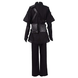 miccostumes Men's Costume Warrior Cosplay Pure Dark Black Uniform Fullset Tunic Pants With Belt and Hat(men s)