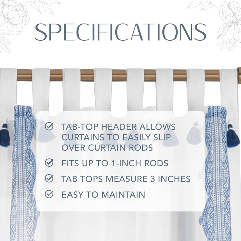 Elrene Home Fashions Shilo Boho Vorhang mit Quasten, 132,1 x