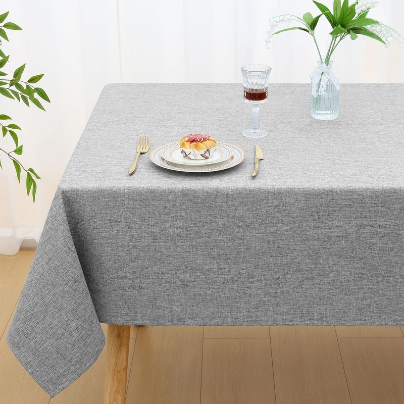 smiry Faux Linen Table Cloth Rectangular 140x100cm, Water resistant Tablecloth