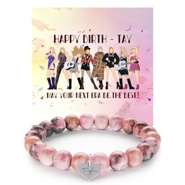 FUNTE Pink Taylor Bracelets Birthday Gifts, Taylor Merch, Taylor Bracelet with Taylor Birthday card for Girl Women Sister and Her, Taylor Birthday Party Decorations