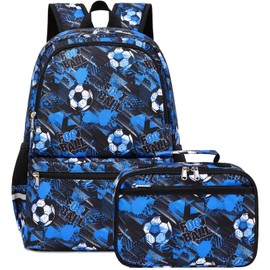 DSIUE Soccer Backpack for Boys, Boys Backpacks for Elementary Students Kids School Backpack with Lunch Box for Teen Boys