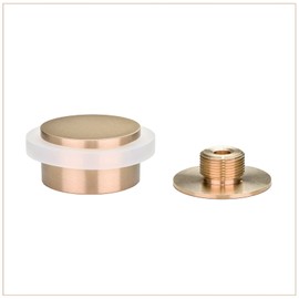 EVI | Floor Mounted Doorstop | 1.37'' X 0.8'' | Adhesive or Screwing Threaded Base | White Rubber | Brass | Matte Finish | Includes Screw + Clamping Anchor