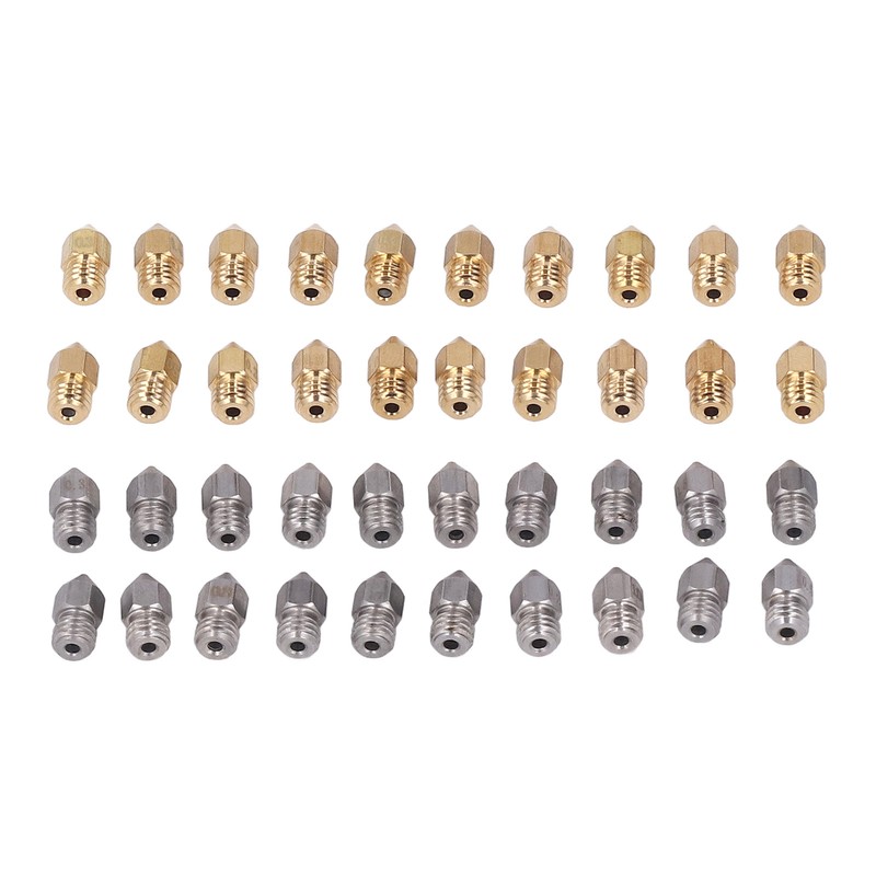 52Pcs 3D Printer Nozzle Stainless Steel Brass with Cleaning Tool