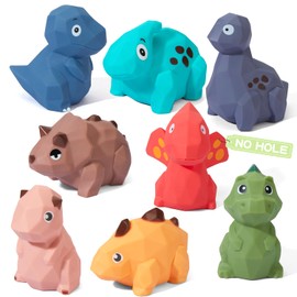 Baby Bath Toys 8 Pcs No Hole Dinosaur Baby Bath Toys Easy Clean Bath Toy for Babies 6-12 Months, Bathtub Toys for Toddlers 1-3