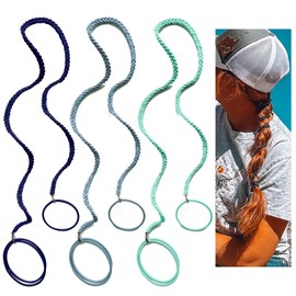 Rip HairTie Elastic Ties, 25 inch Long Ponytail Holders for Man, Mix Color Braided Pony Tail Wrap for Sports for Wind and Water 3 PC