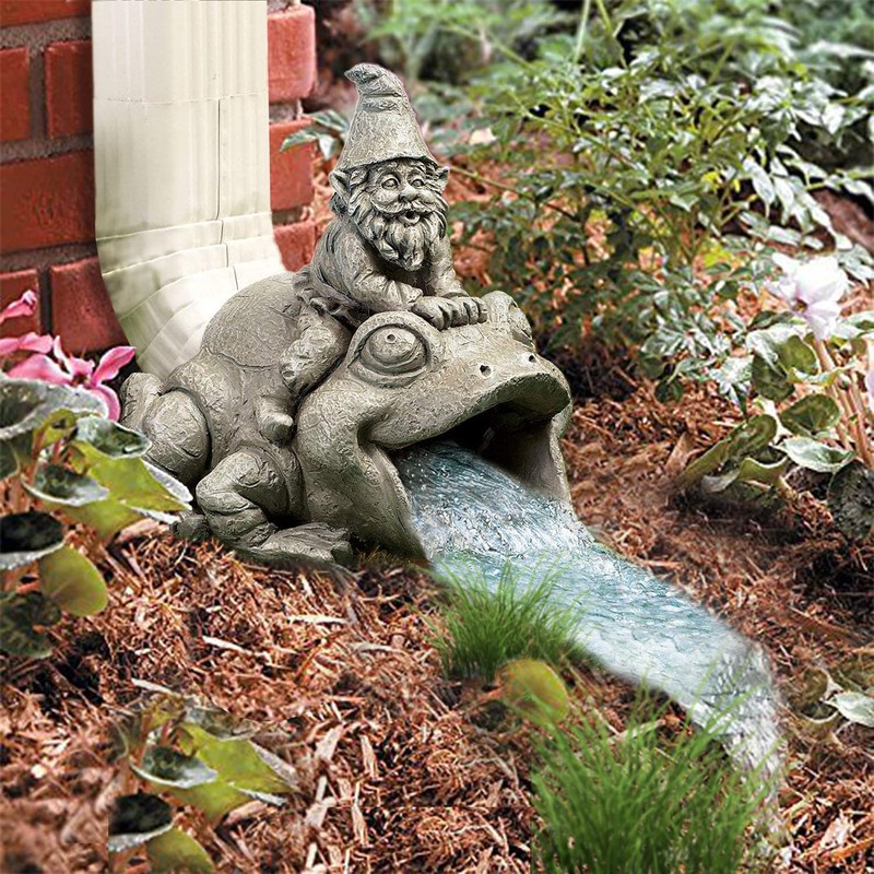 CT DISCOUNT STORE Cute, Playful Cat, Gnome and Frog Downspout
