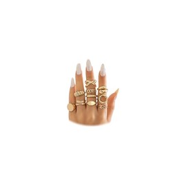 Boho Retro Stacking Rings for Women Dainty Gold Chunky Wide Geometric Knuckle Rings Set Vintage Woven Snake Chain Joint Finger Rings Aesthetic Jewelry Gifts (Gold A)