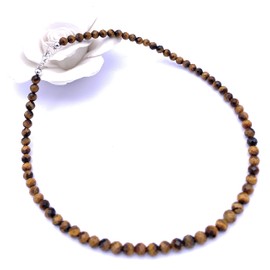 Tiger's Eye Jewellery (Necklace) Tiger's Eye Chain Faceted Size Approx. 6 mm Clasp 925 Sterling Silver Model Number 1254, Gemstone, Tigers Eye