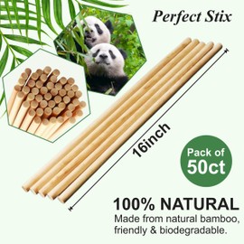 Perfect Stix- 16" x 1/4" Strong and Sturdy Bamboo/Craft/and DIY Project Dowels - Pack of 50ct