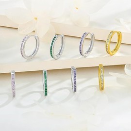 Starchenie Hoop Earrings 925 Silver with Cubic Zirconia for Women Huggie Earrings Hypoallergenic Jewellery Gift, Sterling Silver, Cubic Zirconia