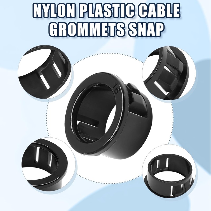 Litoexpe 50 Pack 5/8 Inch Cable Snap Bushing Grommet Protector