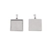 SHUNAE 10pcs Stainless Steel Square Cabochon Pendant Setting Trays 20mm