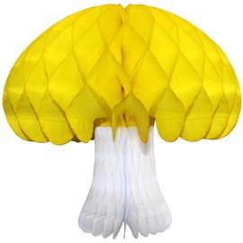 2-pack Large 16 Inch Honeycomb Tissue Paper Mushroom Party Decoration, Yellow