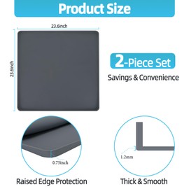 Resslape 2Pack Washer And Dryer Covers for The Top,23.6" x23.6" Anti-slip Silicone Dryer Top Protector Mat, Waterproof Washing Machine Top Cover for Laundry (Grey)