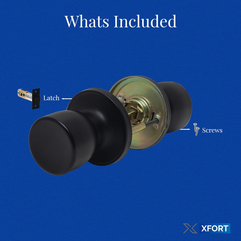 XFORT Tulip Passage Knob Set Matt Black, Door Knob for