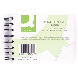 Q-Connect Feint Ruled Wirebound Triplicate Book 102x127mm