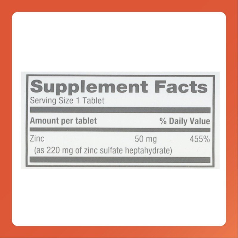 Rugby Zinc Sulfate 220 mg Tablets - Made with Zinc