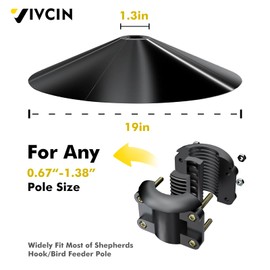 Large Squirrel Baffle for Bird Feeder Pole (19-Inch, Black - Set of 1) 30% Extra-Thick Chew-Proof Design, Easy to Clean Garden Decoration.