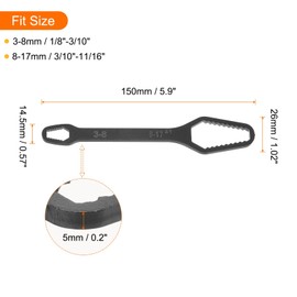 sourcing map 2pcs Double-Ended Torx Wrench 1/8"-11/16"(3-17mm) Multifunctional Universal Self-Tightening Wrench Tool 0.2" Thick Torx Spanner Key Set for Home Outdoor Auto Machine Repair, Black