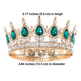 Feltent Green Queen Crown for Women Crystal Tiara for Girl Rhinestone Wedding Headband for Bride Hair Accessories for Costume Birthday Party Prom Gifts