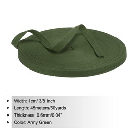 PATIKIL Cotton Twill Tape 10mm(3/8 Inch) 50 Yards Cotton Ribbon Bias Binding Tape Herringbone Webbing Trim for Sewing Gift Wrapping Craft DIY Army Green