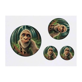 4 x 'Sasquatch Selfie' Temporary Tattoos - Water Resistant, Skin-Safe, Non-Toxic Transfers, Mixed Sizes (TO00081754)