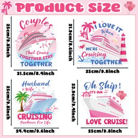 JAPBOR Cruise Door Decorations Magnetic - 4PCS Couple Magnet, Oh Ship It’s Our Love Cruise Ship Car Refrigerator Magnets Decal, Pink Anniversary Fridge Magnetic Stickers for Wedding Carnival