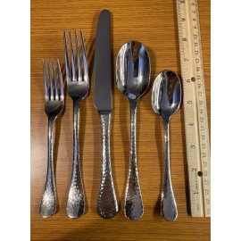 ONEIDA Lafayette by Gingko Glossy Hammered Stainless Choose & Buy by Pieces NEW! - Soup Spoon