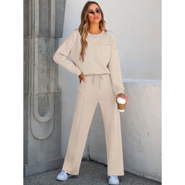 ANRABESS Women 2 Piece Set Long Sleeve Sweatsuit Sweatpants Tracksuit Sweat Casual Matching 2024 Travel Fall Trendy Outfits Medium
