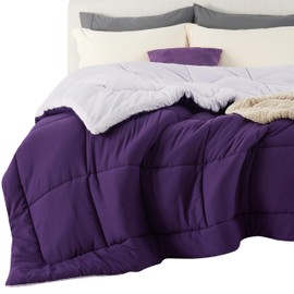 Bedsure Comforters Queen Size -Duvet Insert Purple/Pale Purple Down Alternative Comforter Quilted All Season Duvet with Tabs-Machine Washable-Gifts for Women(Purple/Pale Purple,Queen 88x88)