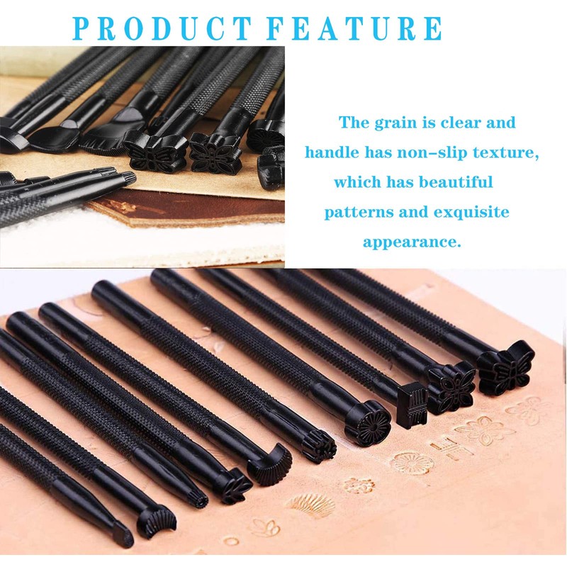 WANGR 20 Pcs Leather Stamping Tool Leather Craft Stamp Punch