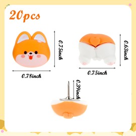 20 Pcs Cute Push Pins Animal Corgi Cat Push Pins Decorative Thumb Tacks for Photos Posters Maps Aesthetic Funny Push Pins for Cork Board Bulletin Board Office Home
