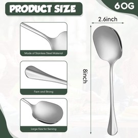 Layhit 42 Pcs Stainless Steel Serving Spoons Highly Polished 8 Inches Large Serving Utensils of Spoons Solid Dishwasher Safe Serving Spoons for Parties Catering Salads Pasta Soup Home Use