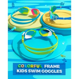ZIONOR Kids Swim Goggles, G1MINI MIX Vibrant Colorblock Polarized No Leaking Anti Fog Kids Goggles(3-14)