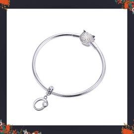 LaMenars Letter Dangle Bead Charms Initial Alphabet A-Z 925 Sterling Silver Zirconia fits European Charm Bracelets & Necklaces