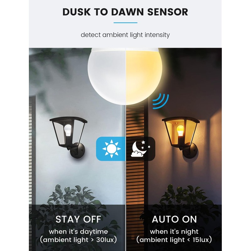 Aovpex Dusk to Dawn LED Light Bulbs Outdoor, 13W Ultra