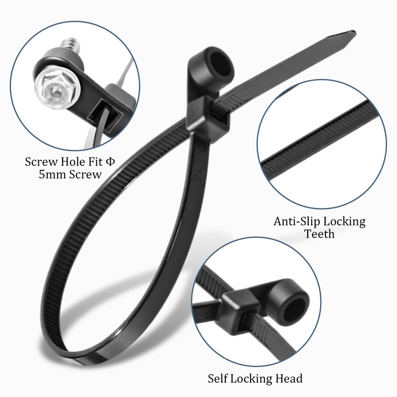 Shappy 200 Pcs 12 Inch Plastic Zip Tie with Screw