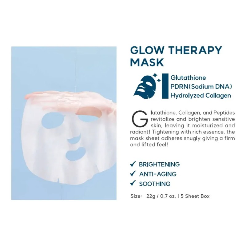 Glutanex Glow Therapy Mask Mascarilla Facial 5 Mascarillas